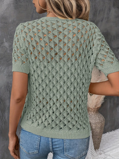 Montelle Paris™ | Haut en Maille à Motif Ajourné pour un Look Frais et Élégant