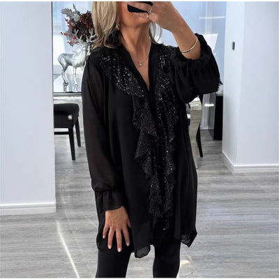 Montelle Paris™ | Blouse Chic à Volants et Sequins