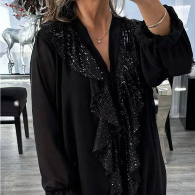 Montelle Paris™ | Blouse Chic à Volants et Sequins