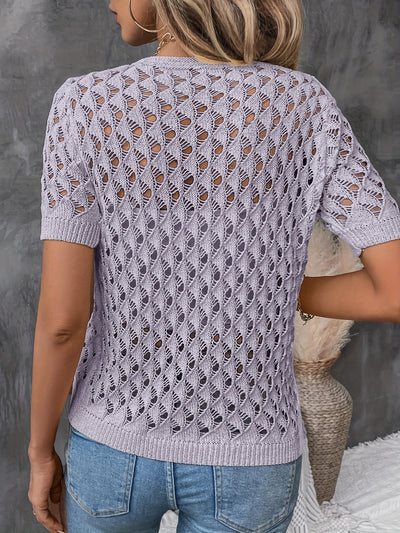 Montelle Paris™ | Haut en Maille à Motif Ajourné pour un Look Frais et Élégant