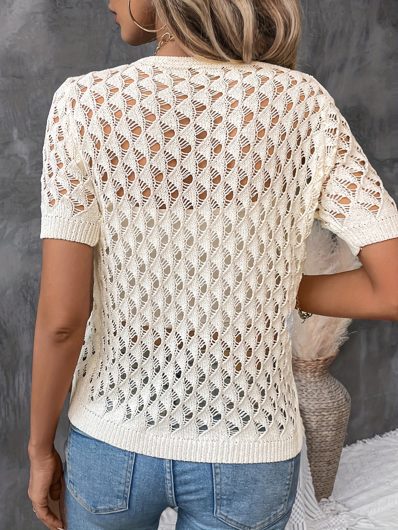 Montelle Paris™ | Haut en Maille à Motif Ajourné pour un Look Frais et Élégant