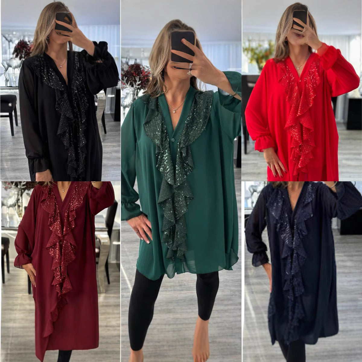 Montelle Paris™ | Blouse Chic à Volants et Sequins