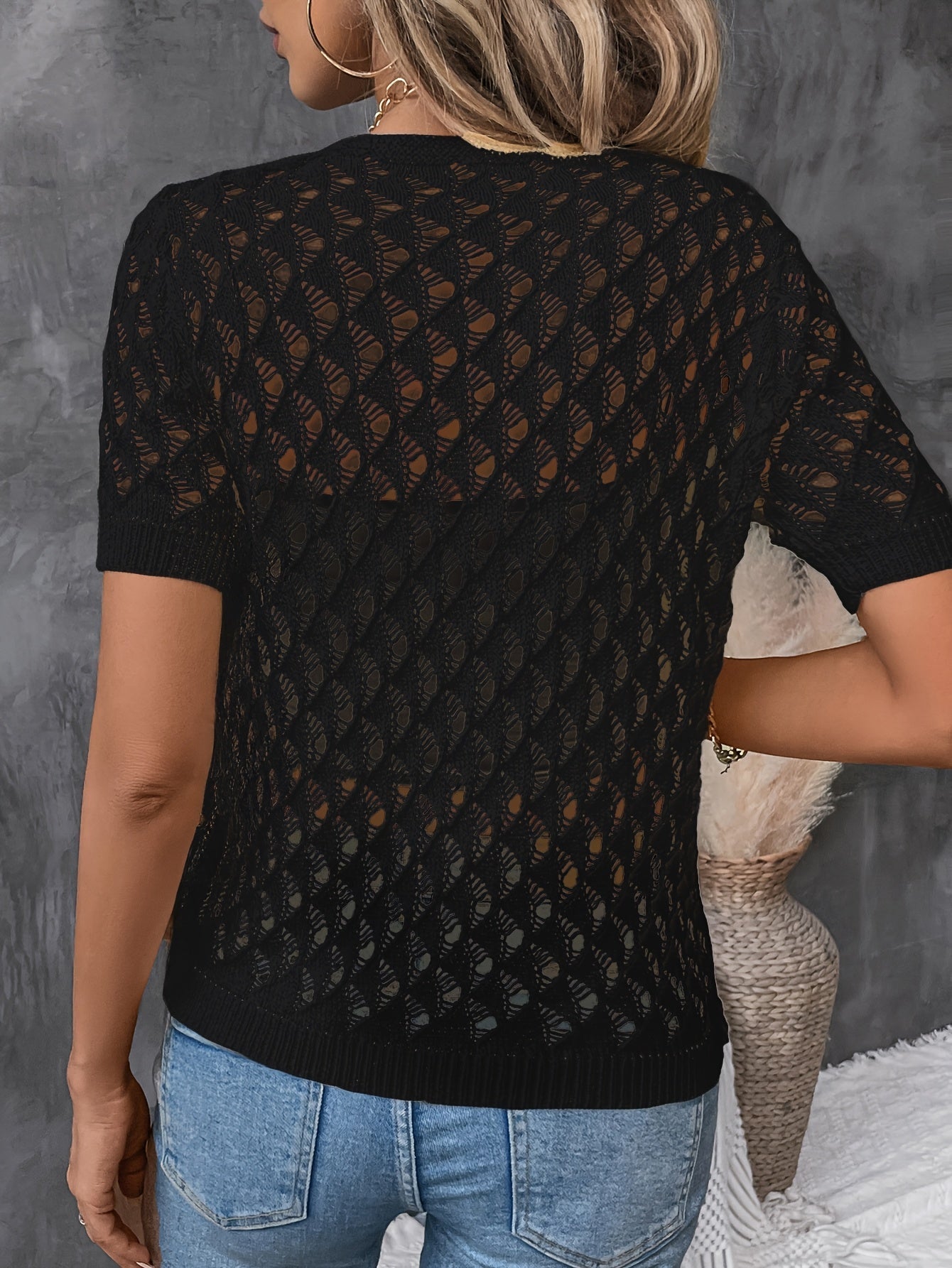 Montelle Paris™ | Haut en Maille à Motif Ajourné pour un Look Frais et Élégant