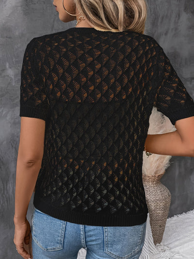 Montelle Paris™ | Haut en Maille à Motif Ajourné pour un Look Frais et Élégant