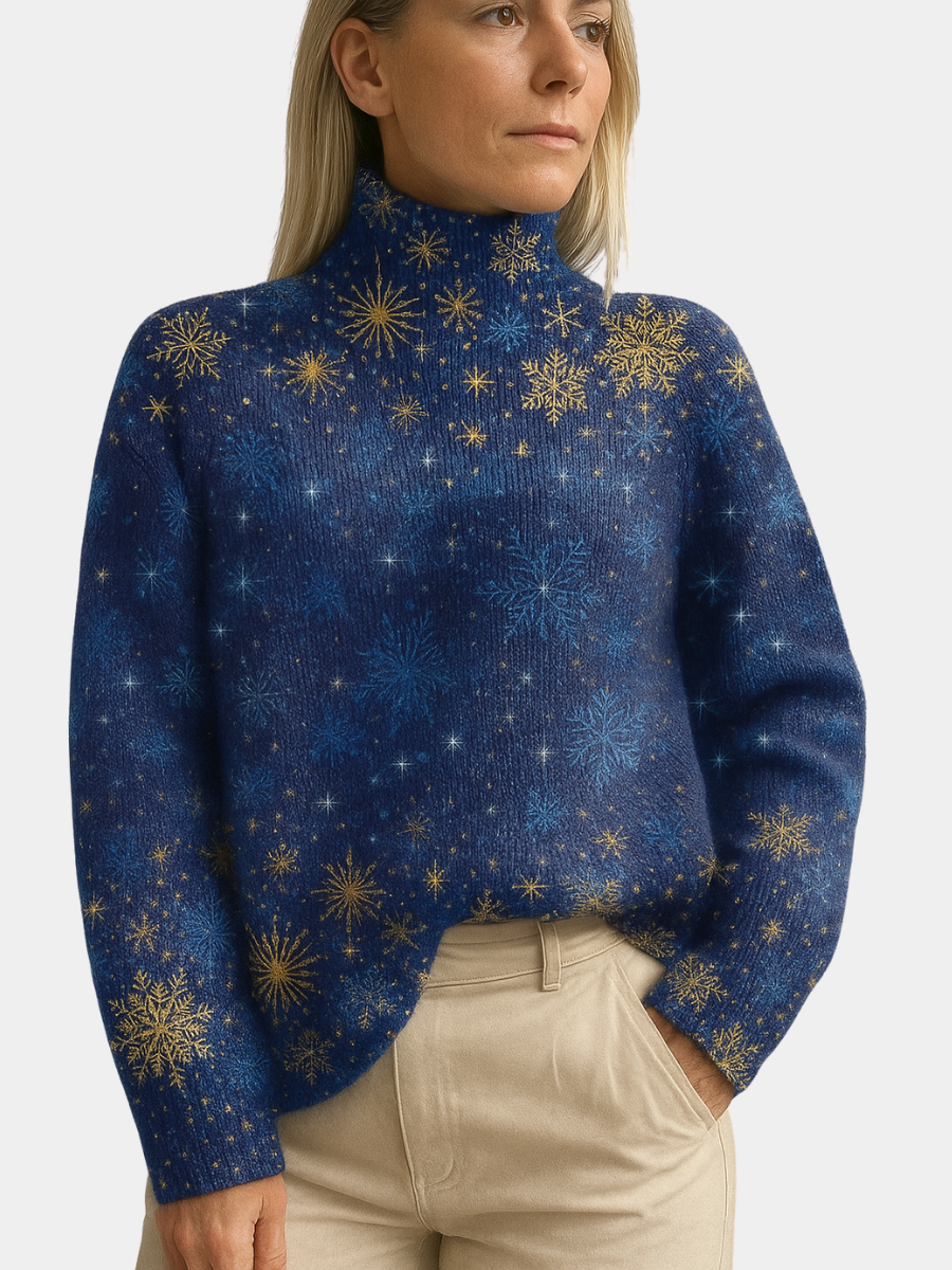 Montelle Paris™ | Pull Bleu Flocon d’Or