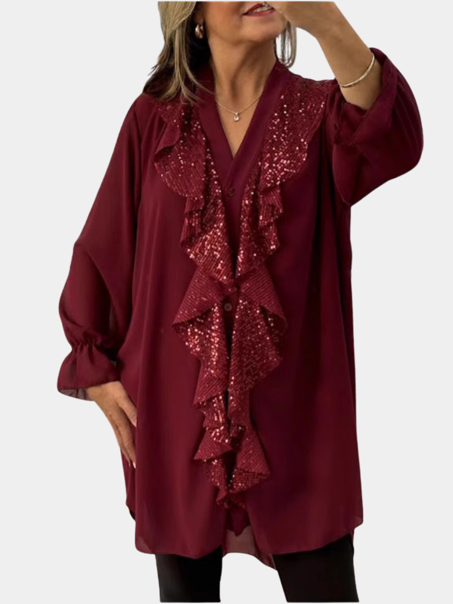 Montelle Paris™ | Blouse Chic à Volants et Sequins