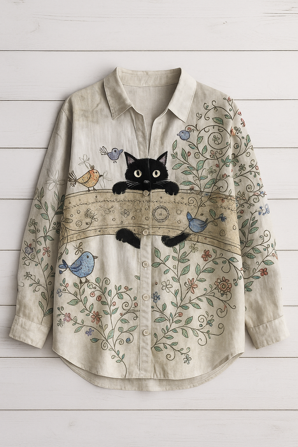 Montelle Paris™ | Blouse Artistique Chat Curieux