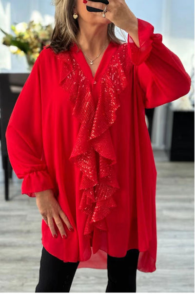 Montelle Paris™ | Blouse Chic à Volants et Sequins