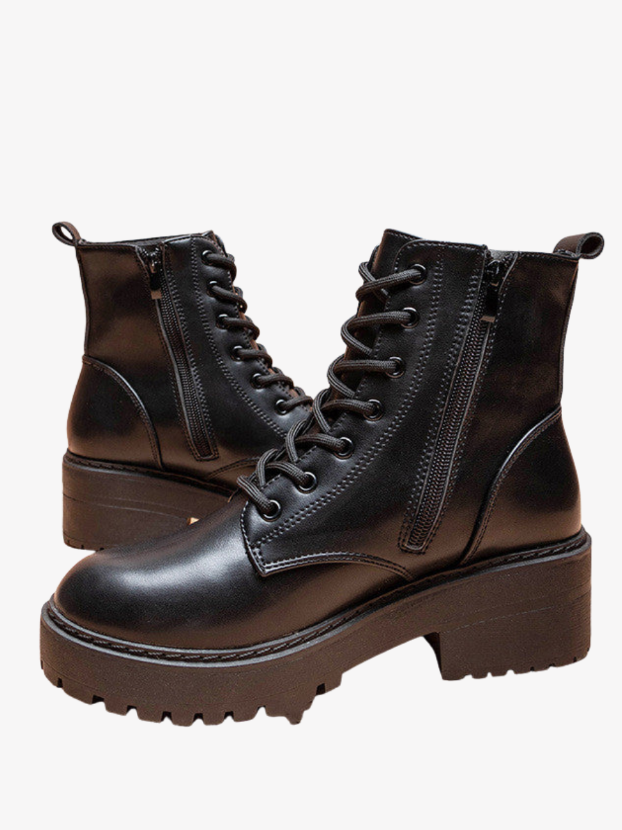 Montelle Paris™ | Bottines Noires à Semelle Épaisse