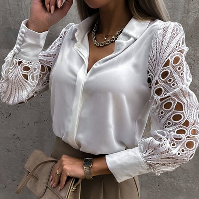 Montelle Paris™ | Blouse en Satin avec Manches en Dentelle